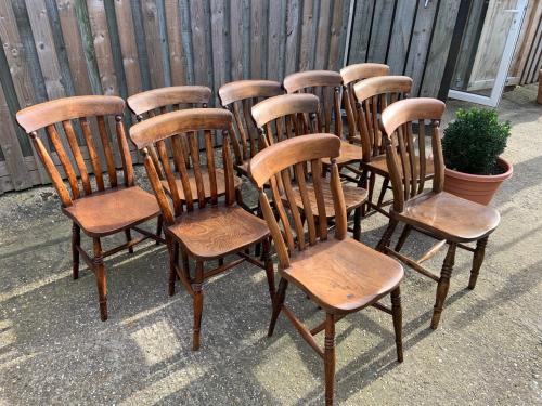 10 Antique Lath Back Dining Chairs Oak, Antique Oak Chairs Uk