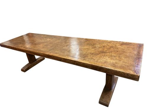 18th Century Style Large Framed Single Plank Ash Trestle Dining Table