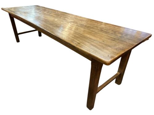 19th Century Beech Dining Table with End Stretcher