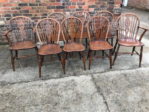 Harlequin set of Windsor Wheel back chairs