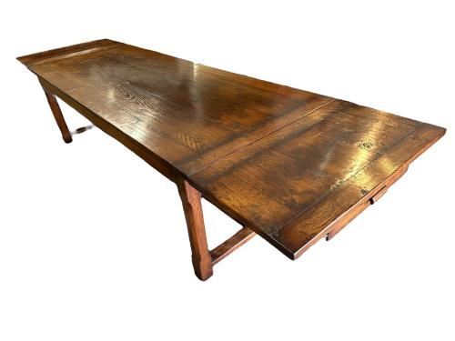 Large Oak Refectory Dining Table with Two Extension Leaves