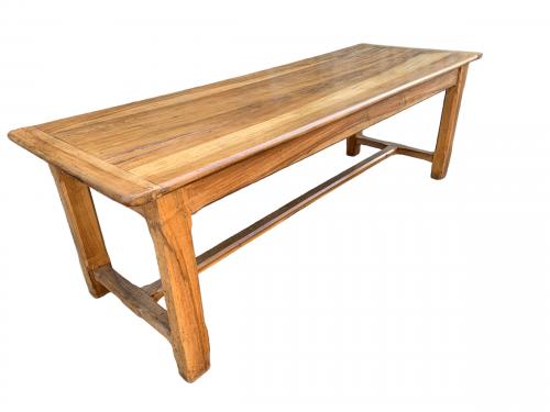 Late 19th Century Pale Walnut H Stretcher Table