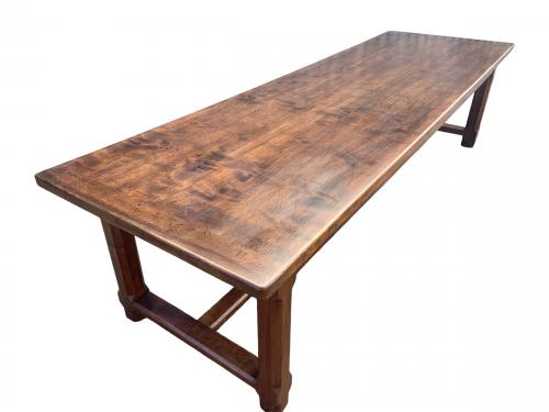 Late 19th Century Solid Walnut Large Farmhouse Table