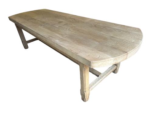 Oval Ended Pale Bleached Oak Refectory Dining Table 